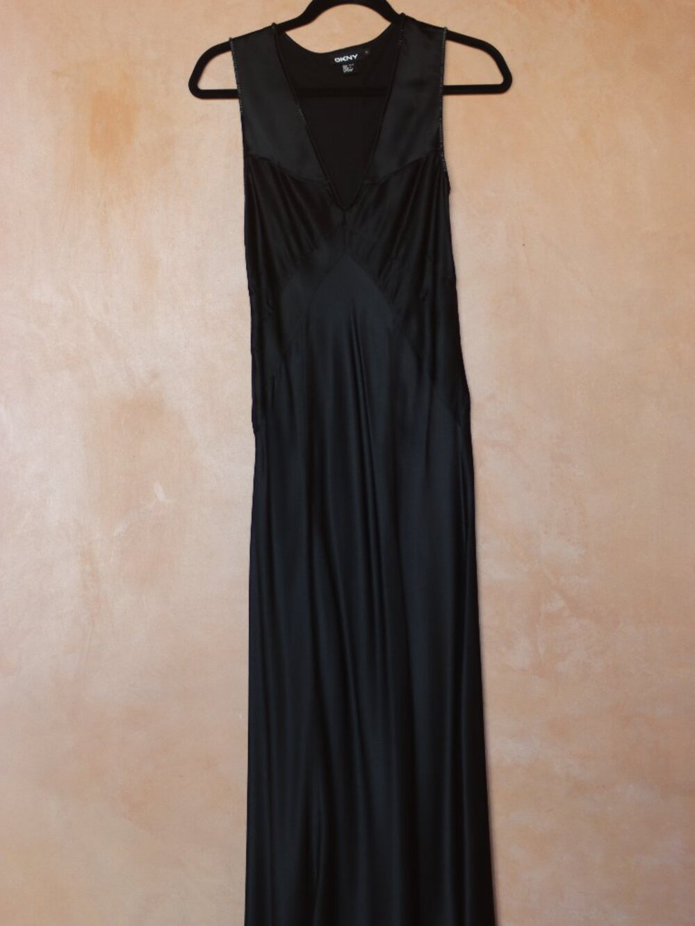 DKNY 100% Silk Black Maxi Slip Dress Size 6